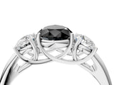 White gold Three-Stone Fancy Black Pear Cut Diamond Engagement Ring with Prong Setting_19