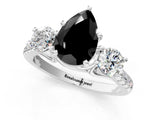 White gold Three-Stone Fancy Black Pear Cut Diamond Pavé Band with Four-Prong Setting_1