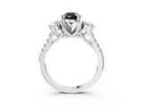 White gold Three-Stone Fancy Black Pear Cut Diamond Pavé Band with Four-Prong Setting_3