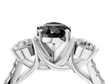 White gold Three-Stone Fancy Black Pear Cut Diamond Pavé Band with Four-Prong Setting_4