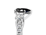 White gold Three-Stone Fancy Black Pear Cut Diamond Pavé Band with Four-Prong Setting_5
