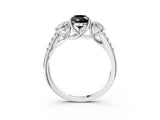 White gold Three-Stone Fancy Black Pear Cut Diamond Ring with Pavé Band and Prong Setting_81