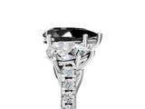 White gold Three-Stone Fancy Black Pear Cut Diamond Ring with Pavé Band and Prong Setting_83