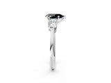 White gold Three-Stone Fancy Black Pear Cut Diamond Ring with Pear Side Stones and Four-Prong Setting_2