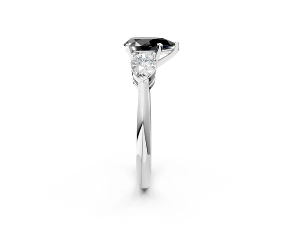Platinum Pear-Shaped Three Stone Engagement Ring Setting for Black Center with Pear Side Stones