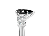 White gold Three-Stone Fancy Black Pear Cut Diamond Ring with Pear Side Stones and Four-Prong Setting_5