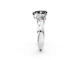 White gold Three-Stone Fancy Black Pear Cut Diamond Ring with Round Side Stones, Classic Band, and Four-Prong Setting_24