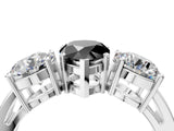 White gold Three-Stone Fancy Black Pear Cut Diamond Ring with Round Side Stones, Classic Band, and Four-Prong Setting_28