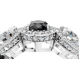 White gold Three-Stone Fancy Black Pear Cut Halo Diamond Milgrain Band with Four-Prong Setting_4