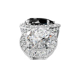 White gold Three-Stone Fancy Black Pear Cut Halo Diamond Milgrain Band with Four-Prong Setting_5