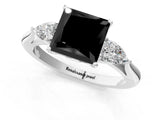 White gold Three-Stone Fancy Black Princess Cut Brilliant Diamond Solitaire Ring with Tapered Band and Four-Prong Setting_20