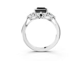 White gold Three-Stone Fancy Black Princess Cut Brilliant Diamond Solitaire Ring with Tapered Band and Four-Prong Setting_22