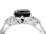 White gold Three-Stone Fancy Black Princess Cut Brilliant Diamond Solitaire Ring with Tapered Band and Four-Prong Setting_23
