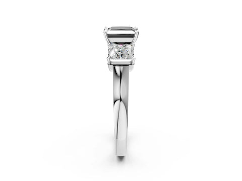White gold Three-Stone Fancy Black Princess Cut Brilliant Diamond Trellis Ring with Comfort Fit Band_14