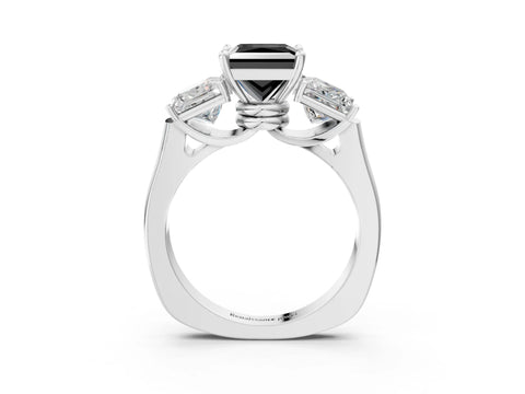 White gold Three-Stone Fancy Black Princess Cut Brilliant Diamond Trellis Ring with Comfort Fit Band_15