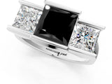 White gold Three Stone Fancy Black Princess Cut Cut Channel Set Diamond Ring_25
