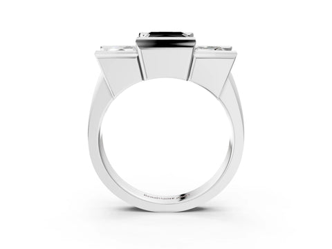 White gold Three Stone Fancy Black Princess Cut Cut Channel Set Diamond Ring_27