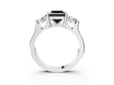White gold Three-Stone Fancy Black Princess Cut Cut Classic Band Prong Setting Ring_3