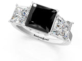 White gold Three-Stone Fancy Black Princess Cut Cut Diamond Engagement Ring with Flat Band and Four-Prong Setting_13
