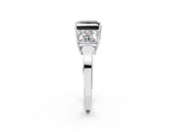 White gold Three-Stone Fancy Black Princess Cut Cut Diamond Engagement Ring with Flat Band and Four-Prong Setting_14
