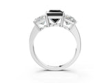 White gold Three-Stone Fancy Black Princess Cut Cut Diamond Engagement Ring with Flat Band and Four-Prong Setting_15
