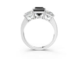 White gold Three-Stone Fancy Black Princess Cut Cut Diamond Engagement Ring with Flat Band and Four-Prong Setting_15