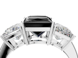 White gold Three-Stone Fancy Black Princess Cut Cut Diamond Engagement Ring with Flat Band and Four-Prong Setting_16