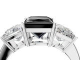 White gold Three-Stone Fancy Black Princess Cut Cut Diamond Engagement Ring with Flat Band and Four-Prong Setting_16