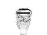 White gold Three-Stone Fancy Black Princess Cut Cut Diamond Engagement Ring with Flat Band and Four-Prong Setting_17