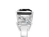 White gold Three-Stone Fancy Black Princess Cut Cut Diamond Engagement Ring with Flat Band and Four-Prong Setting_17