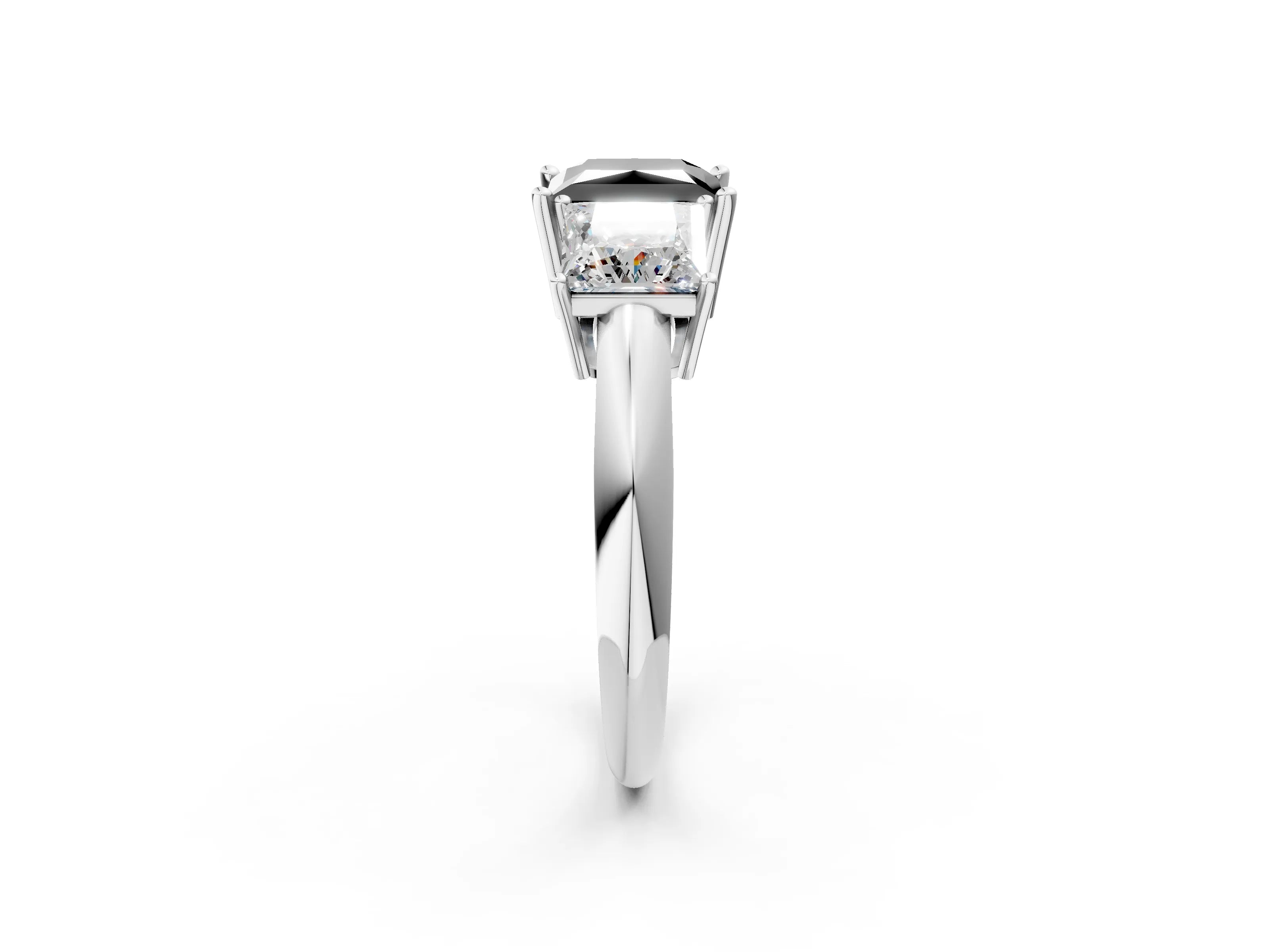 White gold Three-Stone Fancy Black Princess Cut Cut Diamond Engagement Ring with Prong Setting on a White Gold Band_14