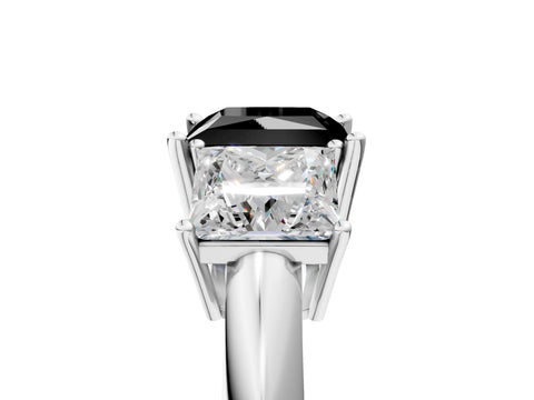 White gold Three-Stone Fancy Black Princess Cut Cut Diamond Engagement Ring with Prong Setting on a White Gold Band_17