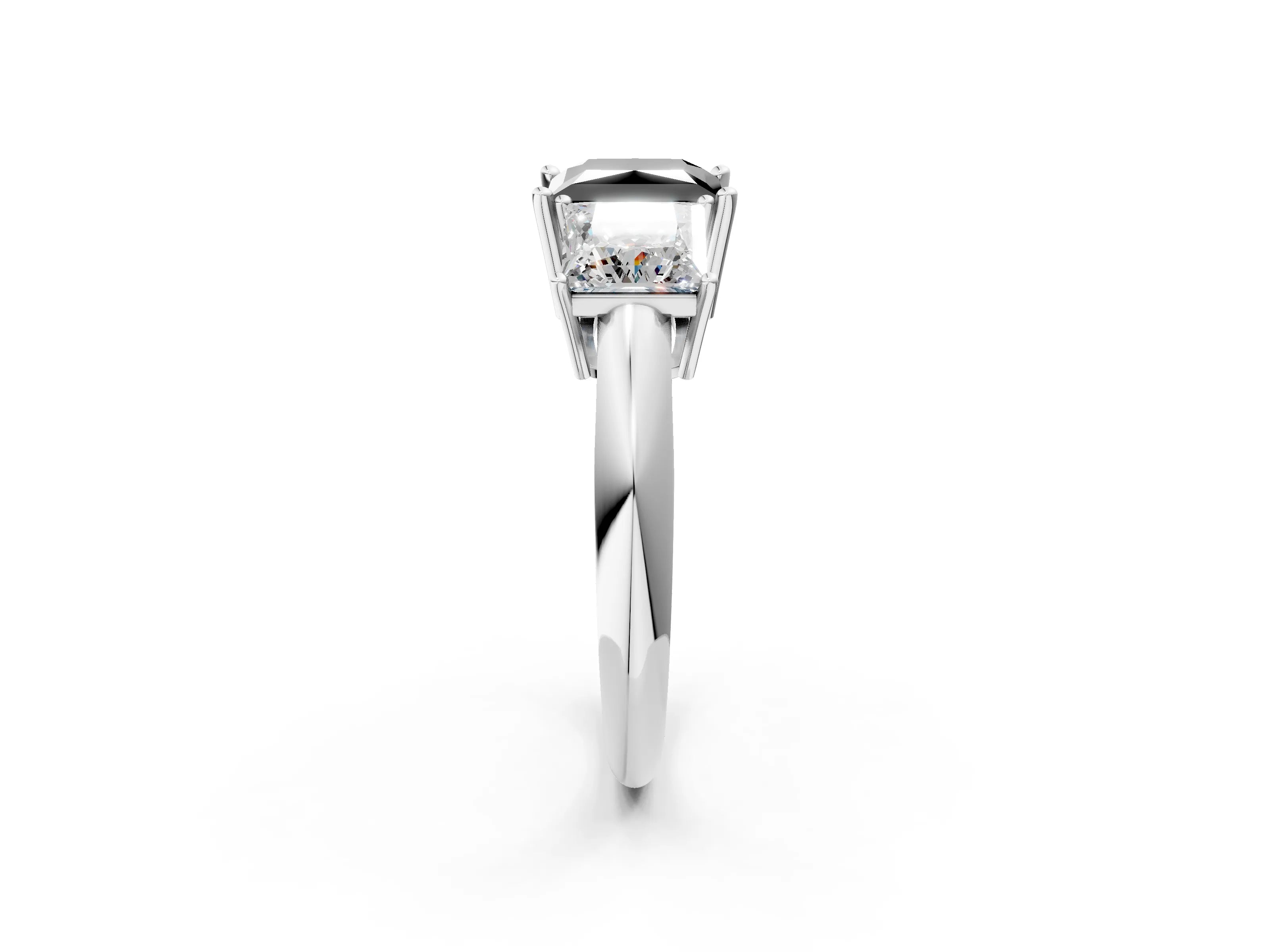 White gold Three-Stone Fancy Black Princess Cut Cut Diamond Engagement Ring with Prong Setting on a White Gold Band_20
