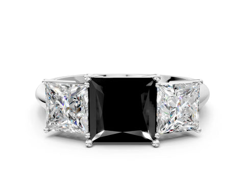 White gold Three-Stone Fancy Black Princess Cut Cut Diamond Engagement Ring with Prong Setting on a White Gold Band_24