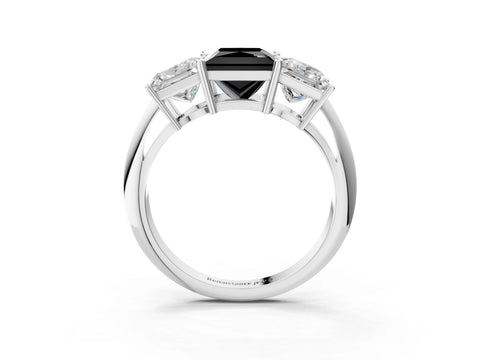 White gold Three-Stone Fancy Black Princess Cut Cut Diamond Engagement Ring with Prong Setting on a White Gold Band_63