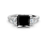 White gold Three-Stone Fancy Black Princess Cut Cut Diamond Pavé Band with Prong Setting_27