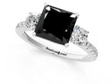 White gold Three-Stone Fancy Black Princess Cut Cut Diamond Pavé Band with Prong Setting_28