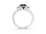 White gold Three-Stone Fancy Black Princess Cut Cut Diamond Pavé Band with Prong Setting_30