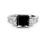 White gold Three-Stone Fancy Black Princess Cut Cut Diamond Pavé Band with Prong Setting_33