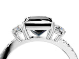 White gold Three-Stone Fancy Black Princess Cut Cut Diamond Pavé Band with Prong Setting_37