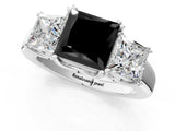White gold Three-Stone Fancy Black Princess Cut Cut Diamond Ring with Channel Set Band and Four-Prong Setting_1