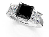 White gold Three-Stone Fancy Black Princess Cut Cut Diamond Ring with Channel Set Band and Four-Prong Setting_13