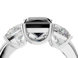 White gold Three-Stone Fancy Black Princess Cut Cut Diamond Ring with Channel Set Band and Four-Prong Setting_16