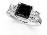 White gold Three-Stone Fancy Black Princess Cut Cut Diamond Ring with Channel Set Band and Four-Prong Setting_25