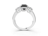 White gold Three-Stone Fancy Black Princess Cut Cut Diamond Ring with Channel Set Band and Four-Prong Setting_3