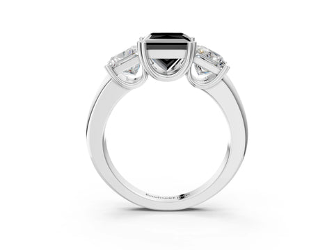 White gold Three-Stone Fancy Black Princess Cut Cut Diamond Ring with Channel Set Band and Four-Prong Setting_3