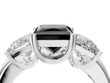White gold Three-Stone Fancy Black Princess Cut Cut Diamond Ring with Channel Set Band and Four-Prong Setting_4