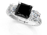 White gold Three-Stone Fancy Black Princess Cut Cut Diamond Ring with Channel-Set Band and Prong Setting_1