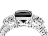 White gold Three-Stone Fancy Black Princess Cut Cut Diamond Ring with Channel-Set Band and Prong Setting_4