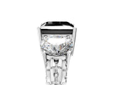 White gold Three-Stone Fancy Black Princess Cut Cut Diamond Ring with Channel-Set Band and Prong Setting_5
